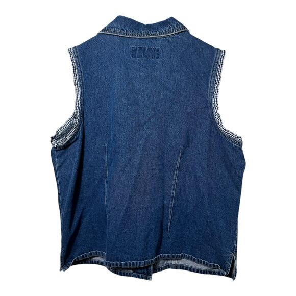 L.A. Blues Vintage 90s Denim Vest Women Ruffle Trim Western Style Large - Picture 3 of 4